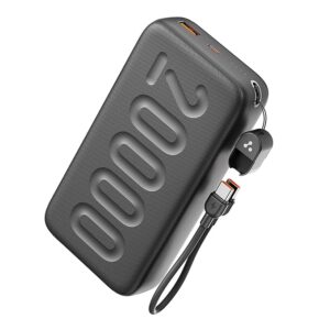 Ambrane 20000mAh Powerbank with in-Build Type C Cable